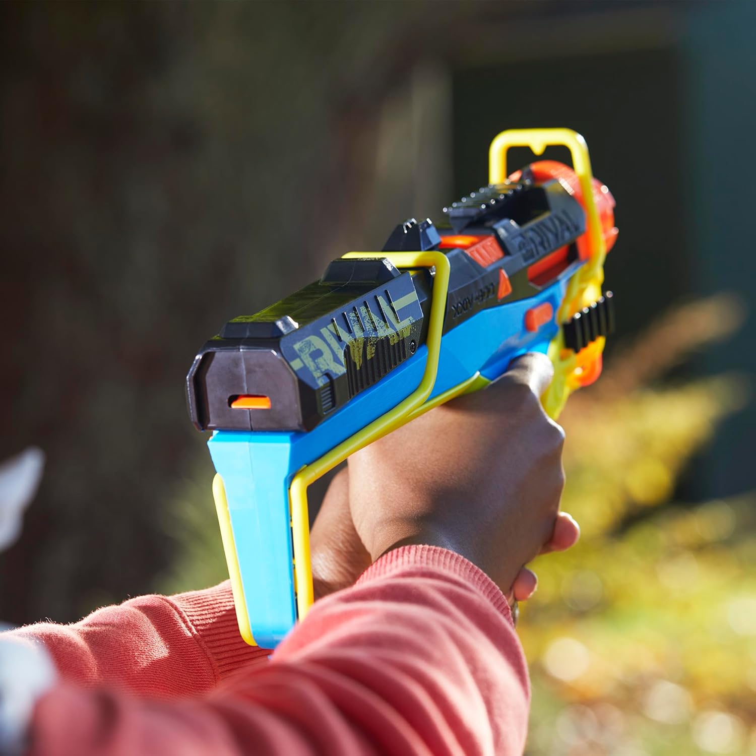 Nerf Rival Mirage XXIV-800 Blaster, 10 Nerf Rival Accu-Rounds, 2 Ways to Load, 8 Round Removable Magazine, Pump Action Priming, Gifts for Kids Ages 14+