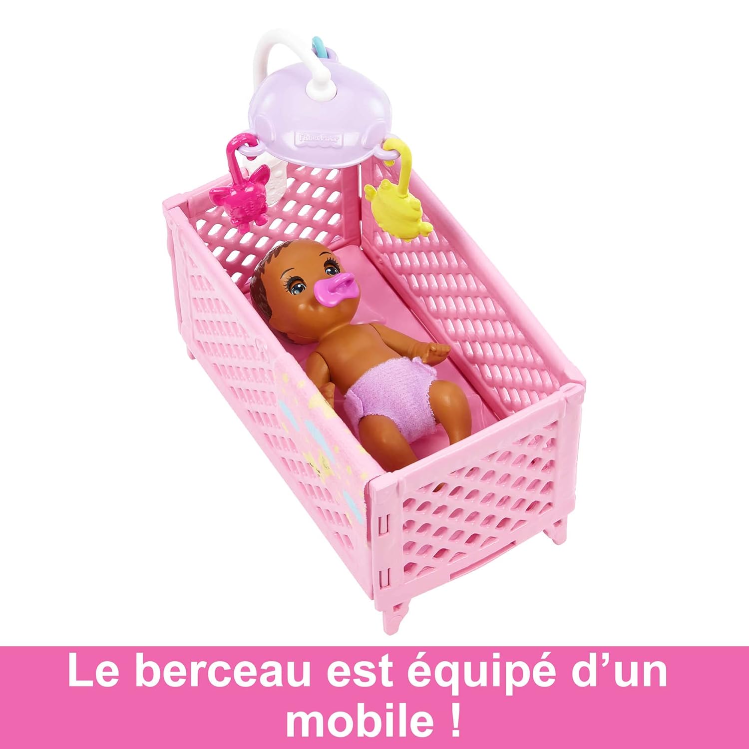 Barbie Skipper Babysitters Crib Playset With Latina Friend Doll, Baby Doll with Sleepy Eyes, Furniture and Themed Accessories For Kids Ages 3 Years & Up