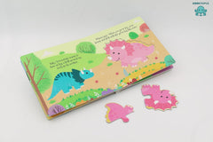 Booktopus Square Puzzle Board Book - Dino World Learning Puzzle with Easy Grip Pieces - Educational Toys for Kids 4+