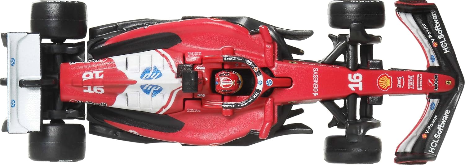 Hot Wheels Race Team Scuderia Ferrari HP (#16) 1:64 Scale Premium Die-Cast Formula 1 Collectible Toy Race Car with Real Riders Tires & Metal/Metal Body & Chassis for Collectors