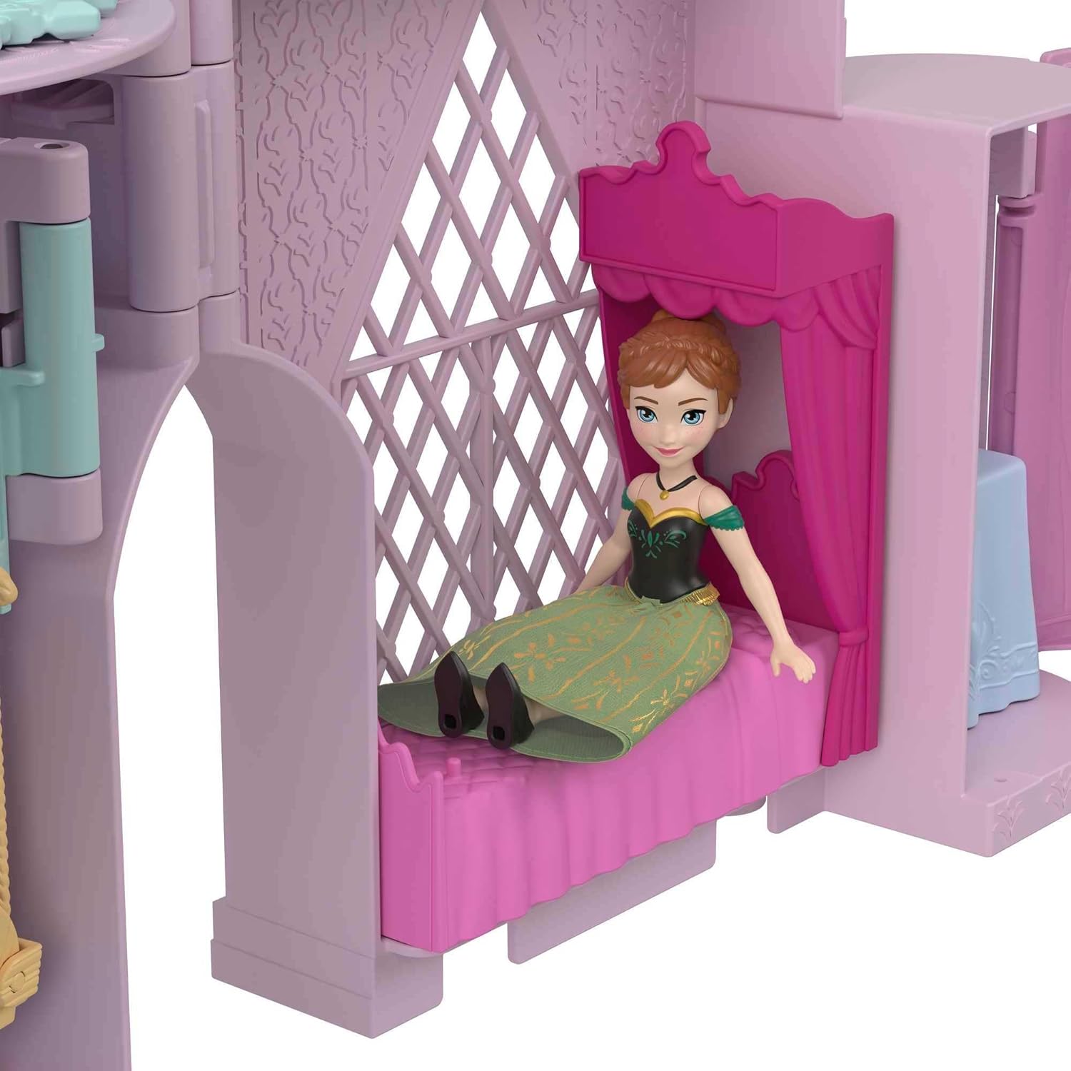 Disney Frozen Storytime Stackers Playset Anna's Castle in Arendelle Doll House with Small Doll, Olaf and 7 Accessories For Kids Ages 4+