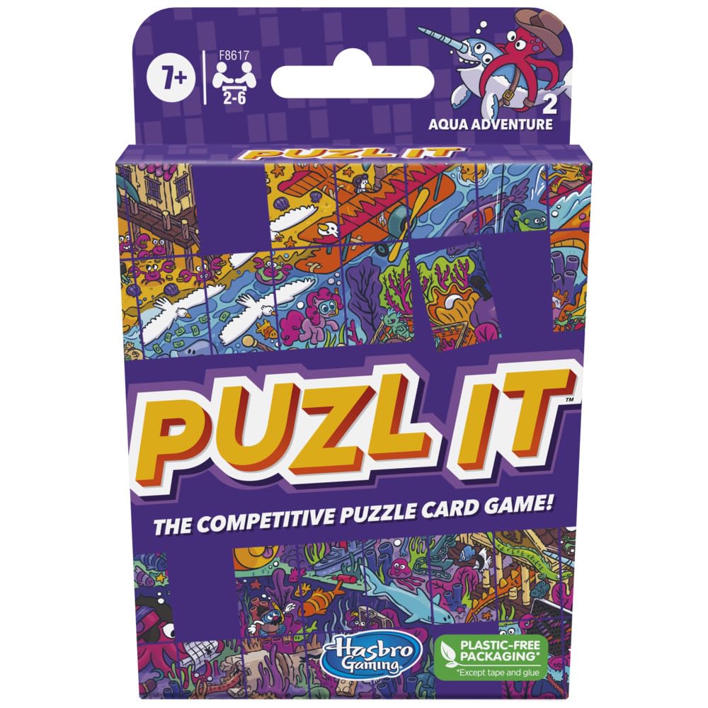 Hasbro Gaming Puzl It Aqua Adventure Competitive Puzzle Card Game for Ages 7 and Up