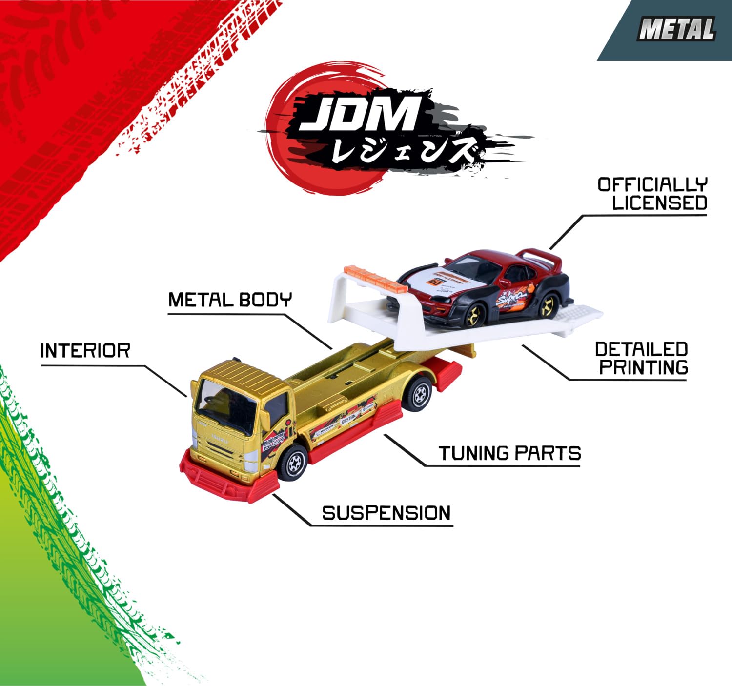Majorette Auto JDM Legends Tuning Transporter Playset with Vehicles for Kids & Collectors Styles & Design May Vary - Only 1 Model Included