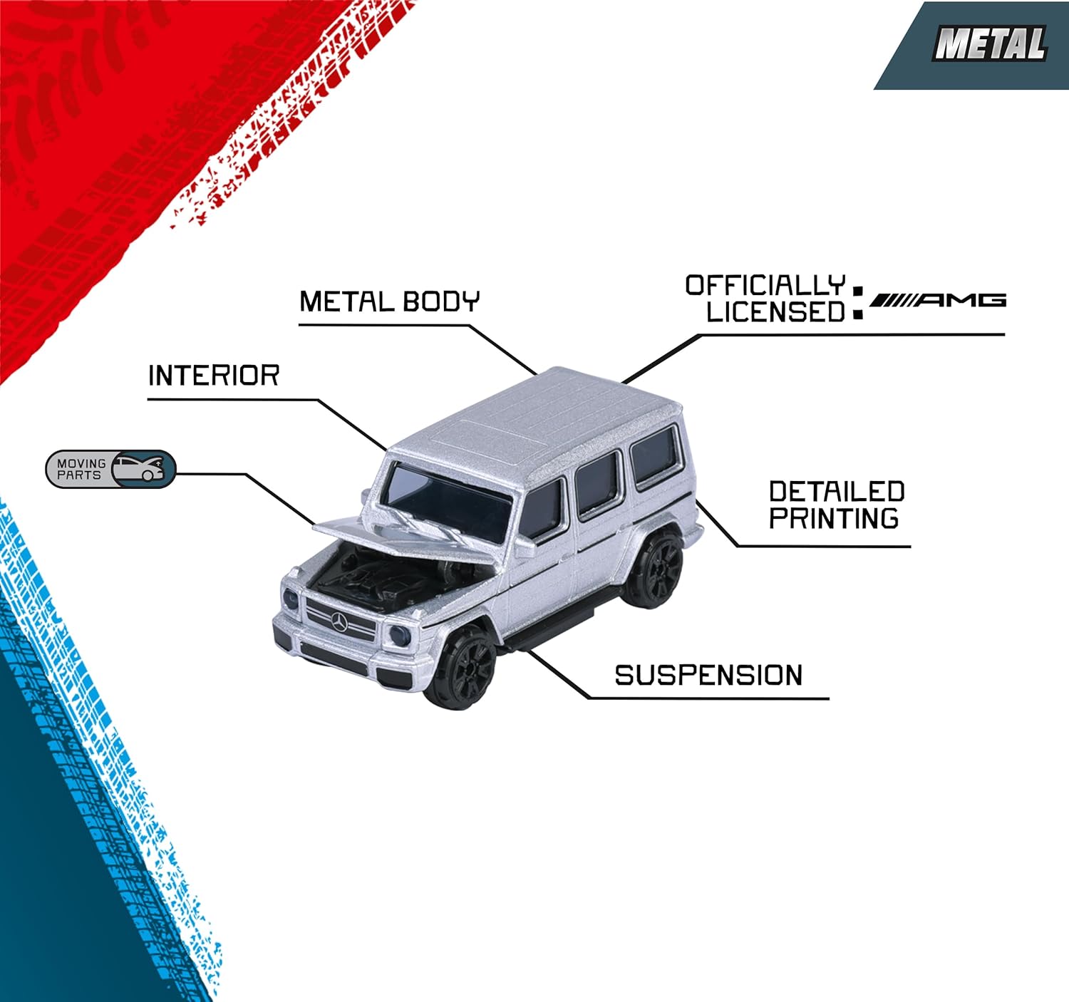 Majorette Auto Mercedes AMG Premium - Metal Toy Car with Freewheel, Suspension & Opening Parts for Kids & Collectors Styles & Design May Vary - Only 1 Model Included