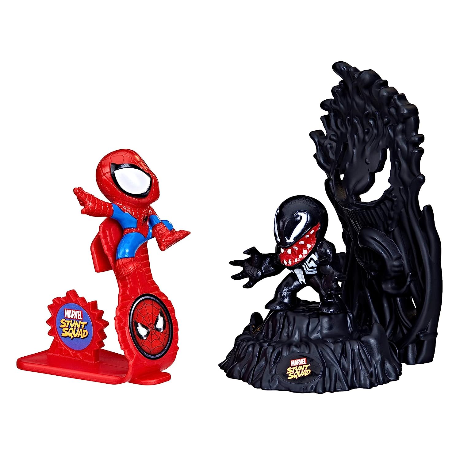 Marvel Stunt Squad 1.5-Inch Spider-Man vs. Venom Playset For Kids Ages 4 Years And Up