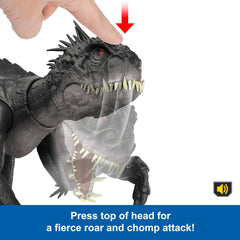 Jurassic World Ultimate Damage Scorpios Rex Dinosaur Figure with Pulsing Veiny Damage, Light & Sound Toy, Chomp and Roar For Kids Ages 3+
