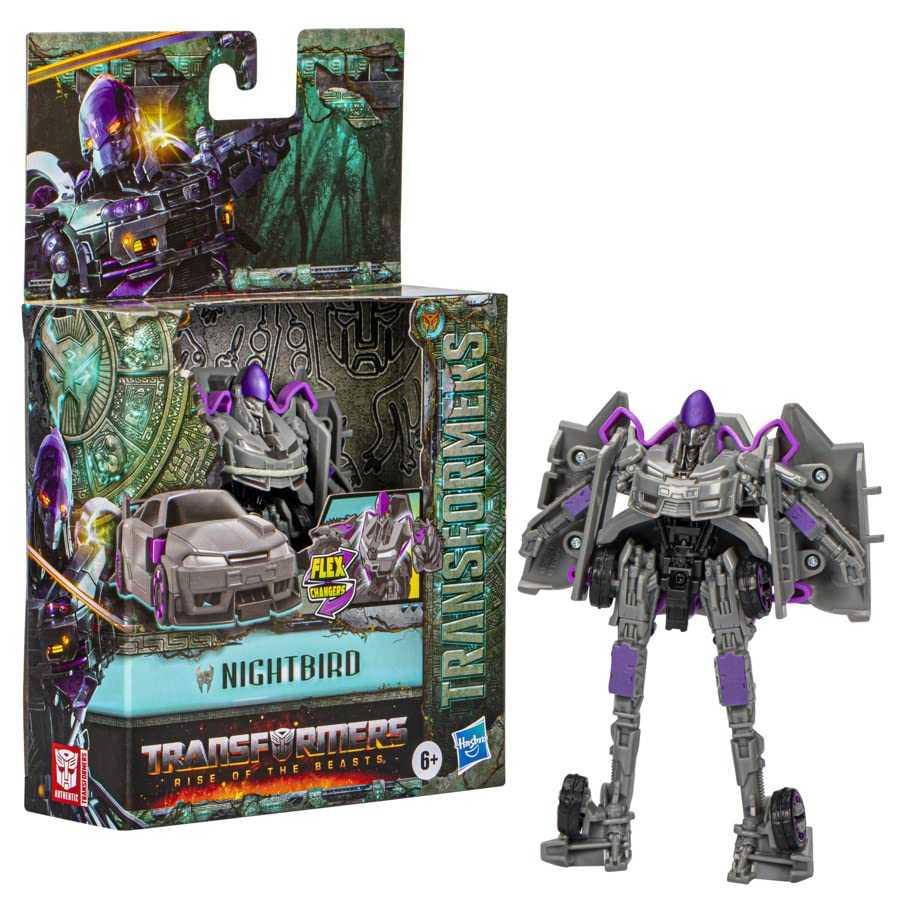 Transformers Toys Rise of The Beasts Movie 6 Inch Flex Changer Nightbird Converting Action Figure for Ages 6+