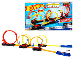 Hot Wheels Multi-Loop Race Off Playset, with 1 Car, Knock Down Flags to Score Points & Break The Loop, Toy for Kids 4 to 10 Years Old