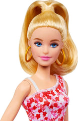 Barbie Fashionistas Doll with Blond Ponytail And Floral Dress #205 for Kids Ages 3+ (HJT02)