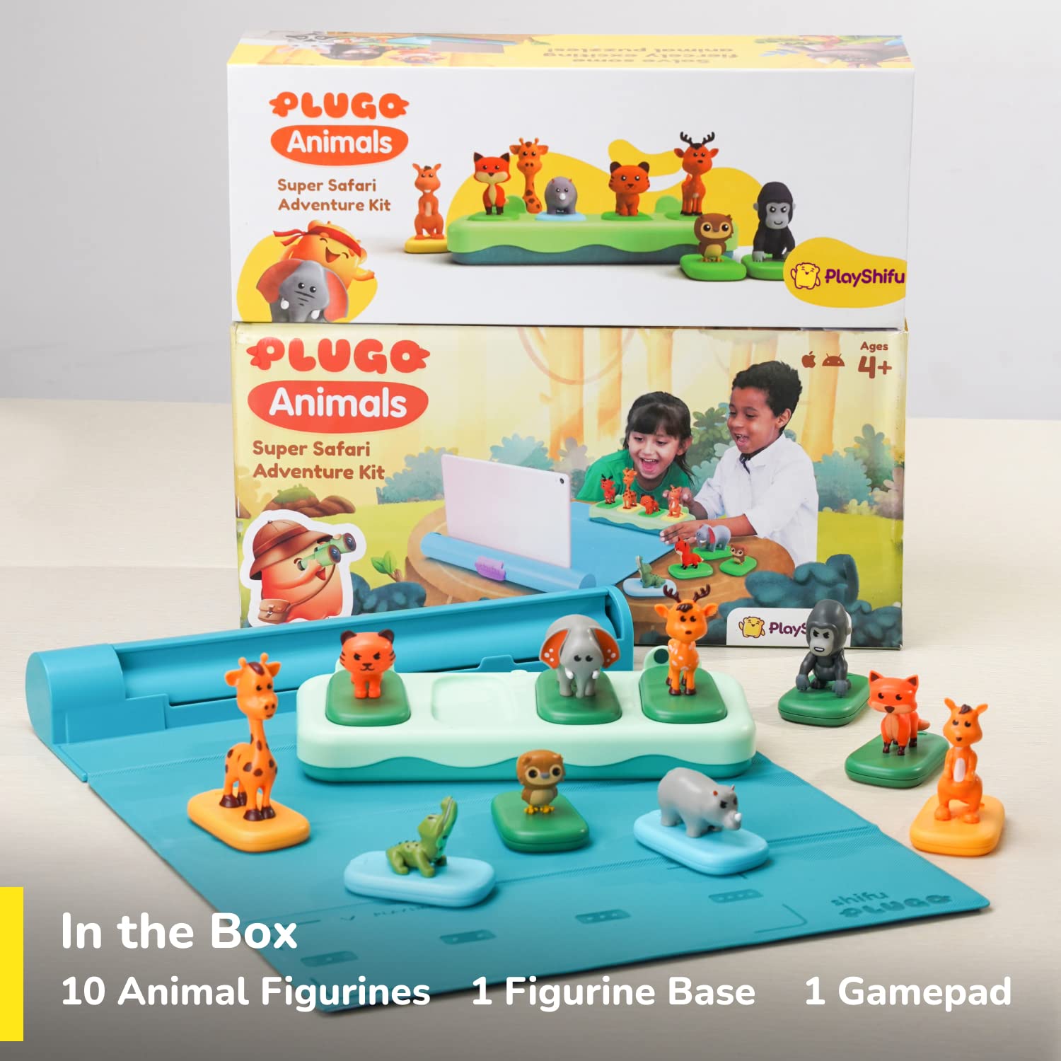 PlayShifu Plugo Animals - Super Safari Adventure Kit with Puzzles for Kids Ages 4 Years & Up (App Based, Device Not Included)