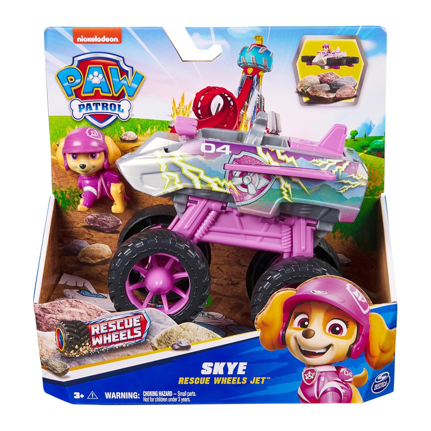 Paw Patrol Skye Rescue Wheels - Collectable Action Car Figure For Kids 3 Years and Above