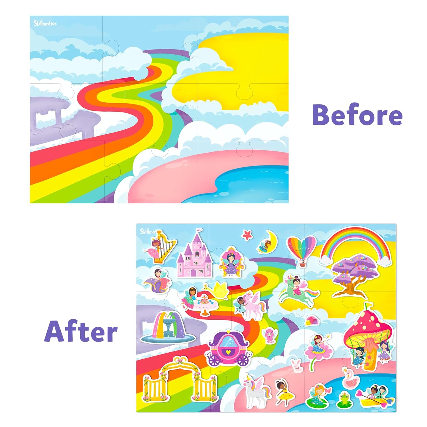 Skillmatics Creative Toy Magnetopia - Princess & Unicorn Land Interactive With 40+ Magnetic Pieces Learning Flash Card Game for Kids Ages 3 To 7 Years
