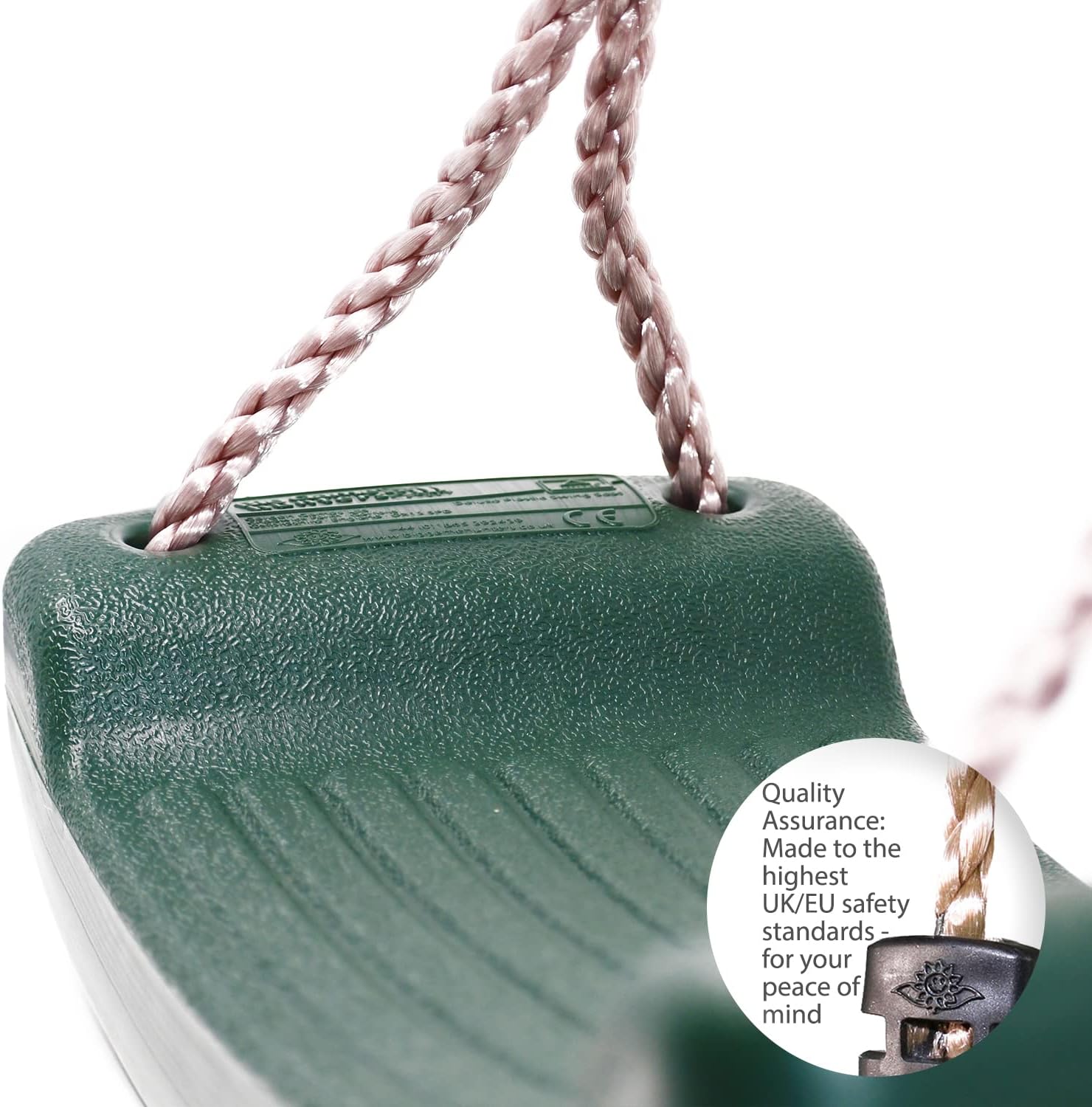 REZNOR Plastic Swing Seat with Hight Adjustable Strong Rope Tree Swing For 3-12 Years Kids Children, Green