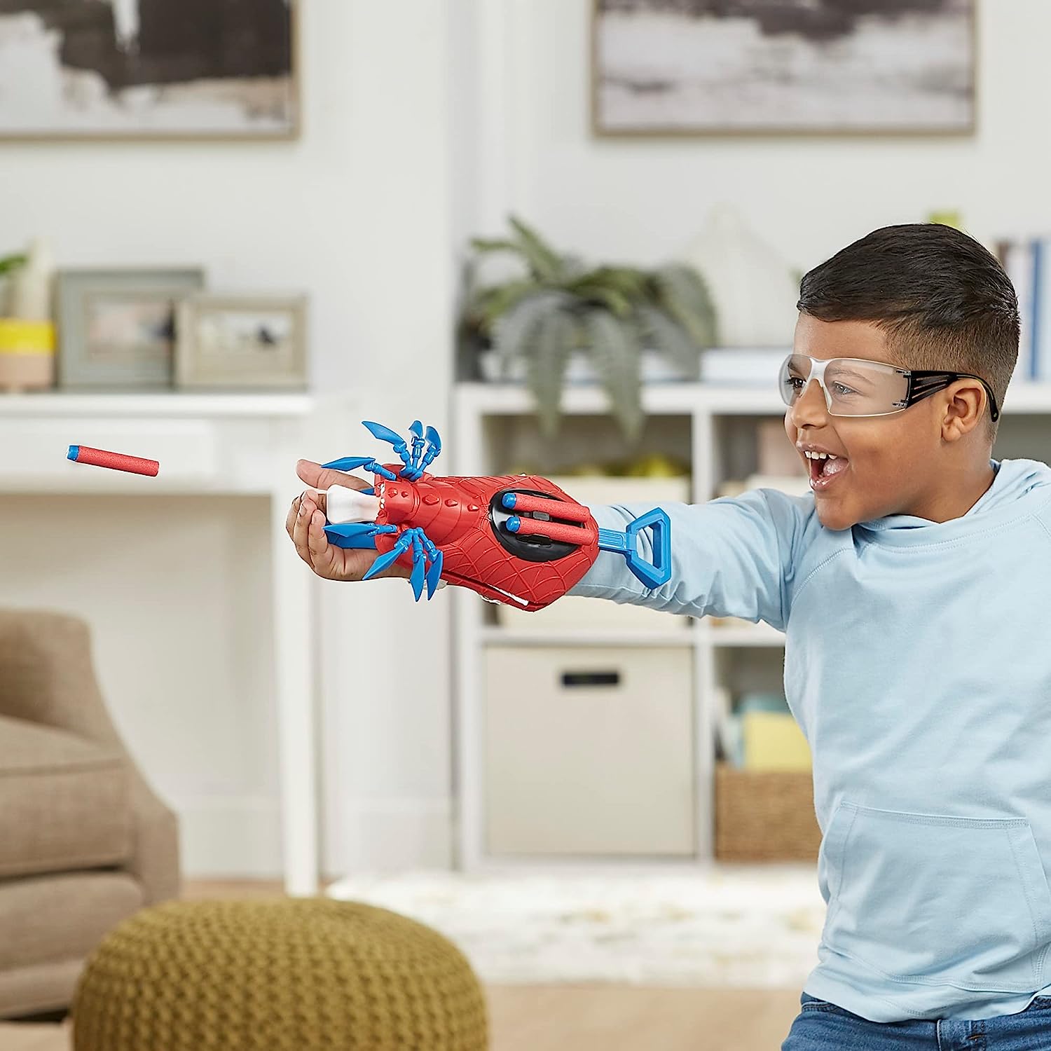 Marvel Mech Strike Mechasaurs Spider-Man Arachno NERF Blaster with 3 Darts for Kids Ages 5 Years and Up