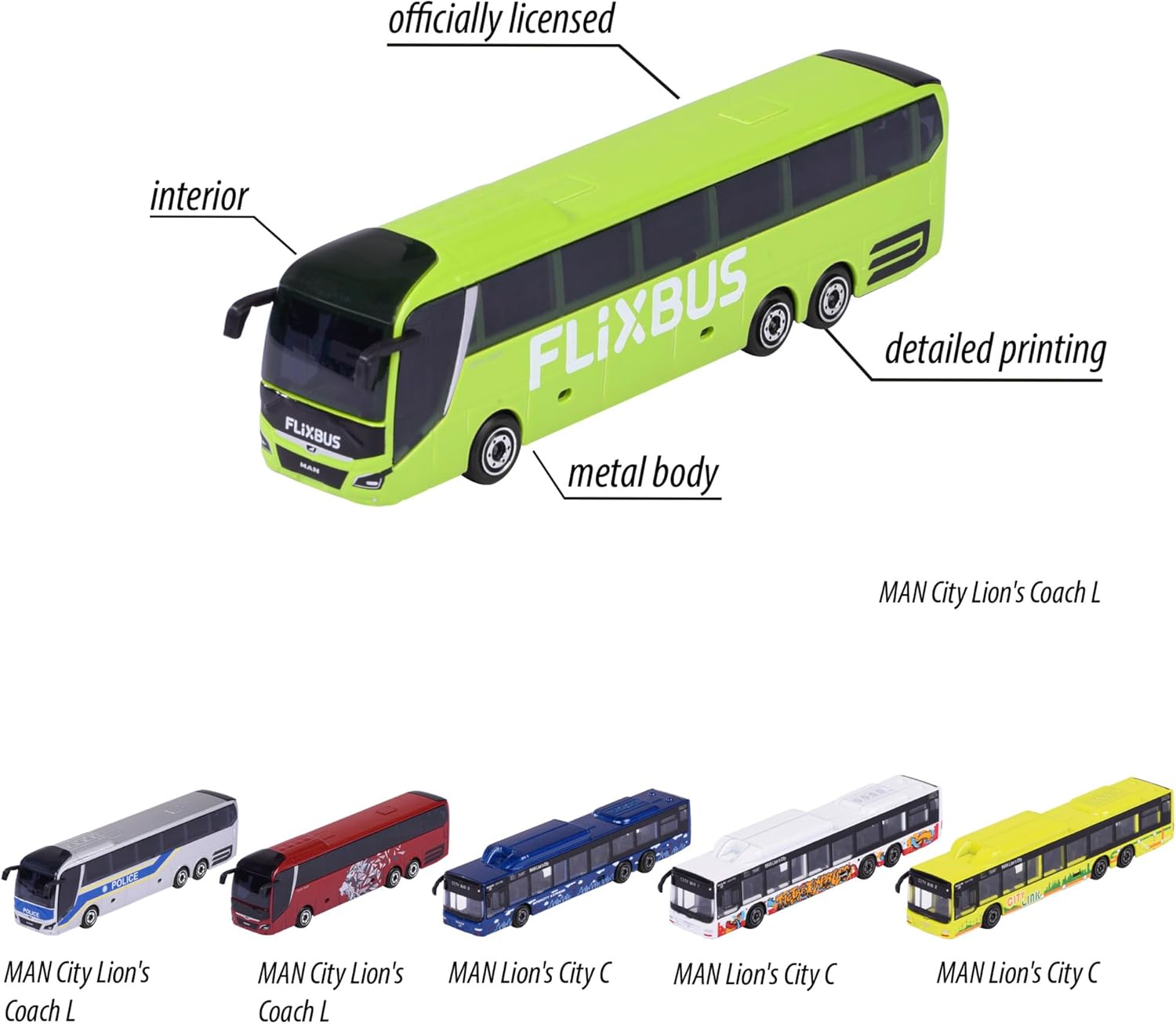 Majorette City Bus with Freewheel and Suspension Metal Body Toy Bus For Kids & Collectors Styles & Design May Vary