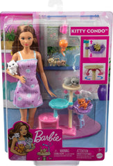 Barbie Kitty Condo Doll and Pets Playset with Brunette Doll, 1 Cat, 4 Kittens, Cat Tree & Accessories Toy for Kids Ages 3 Years & Up