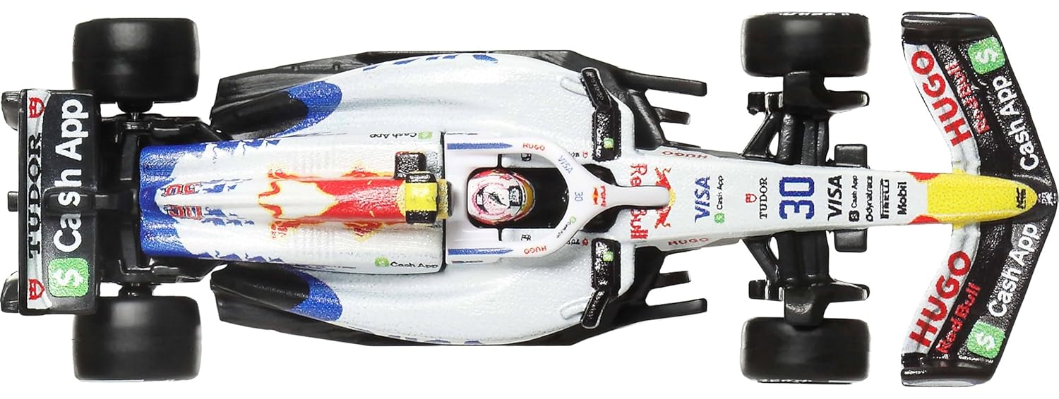 Hot Wheels Race Team Visa Cash App Racing Bulls F1 Team (#30) 1:64 Scale Premium Die-Cast Formula 1 Collectible Toy Race Car with Real Riders Tires & Metal/Metal Body & Chassis for Collectors