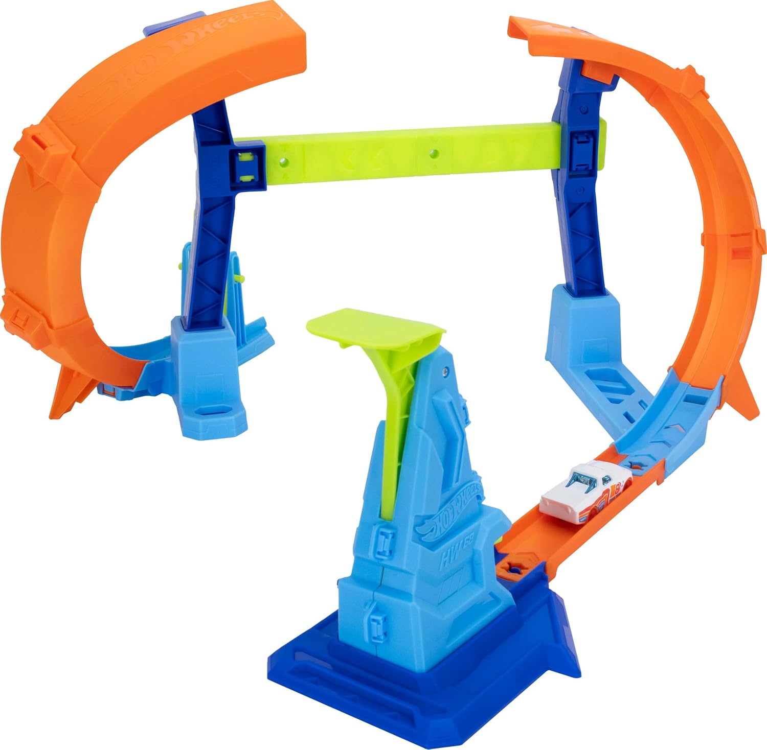 Hot Wheels Toy Car Track Set, Flip & Jump Through the Corkscrew Loop with a 1:64 Scale Toy Car, Speed Snap Track & Adapters, Compresses for Storage