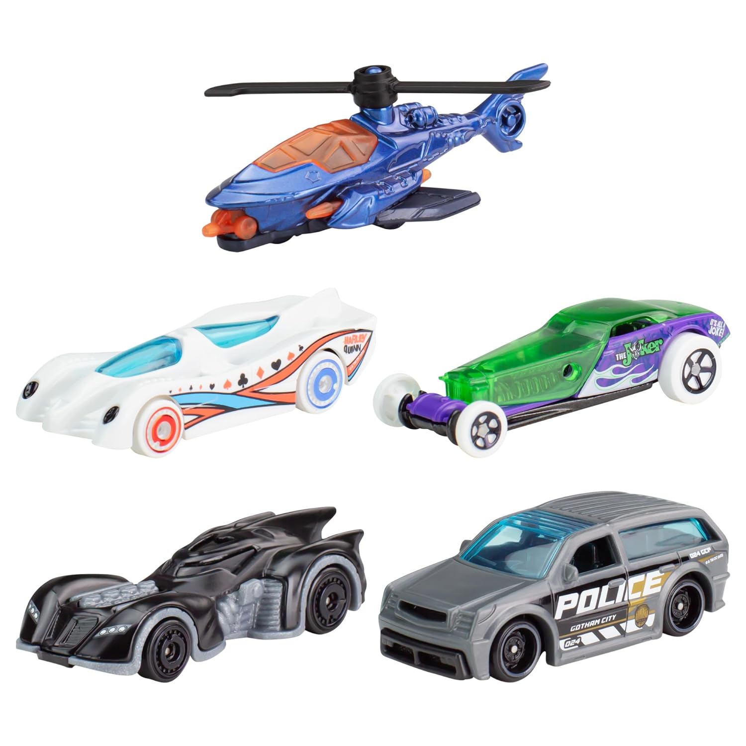 Hot Wheels 1:64 Scale Toy Cars, Set of 5 Batman-Themed Vehicles