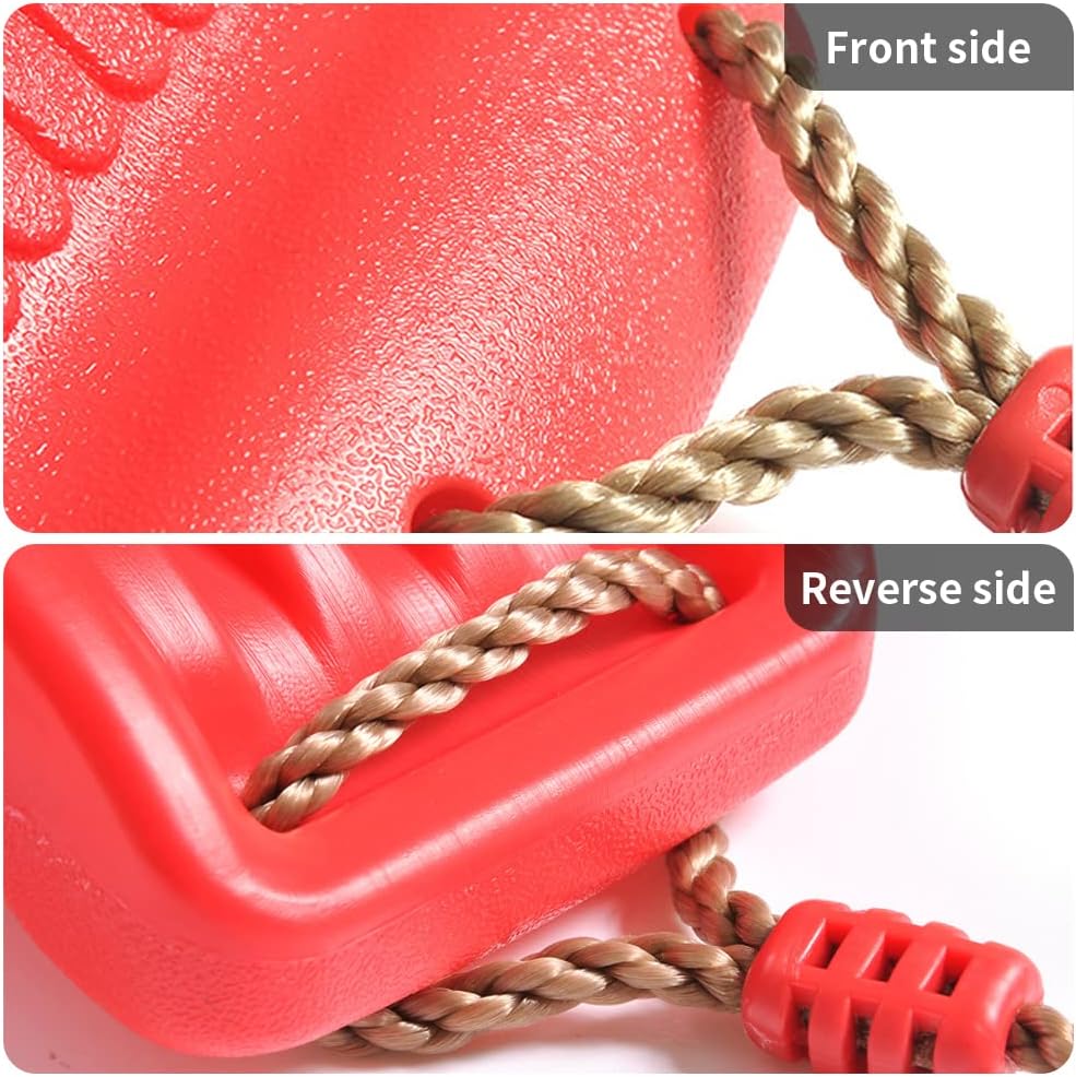 REZNOR Plastic Swing Seat with Hight Adjustable Strong Rope Tree Swing For 3-12 Years Kids Children, Red