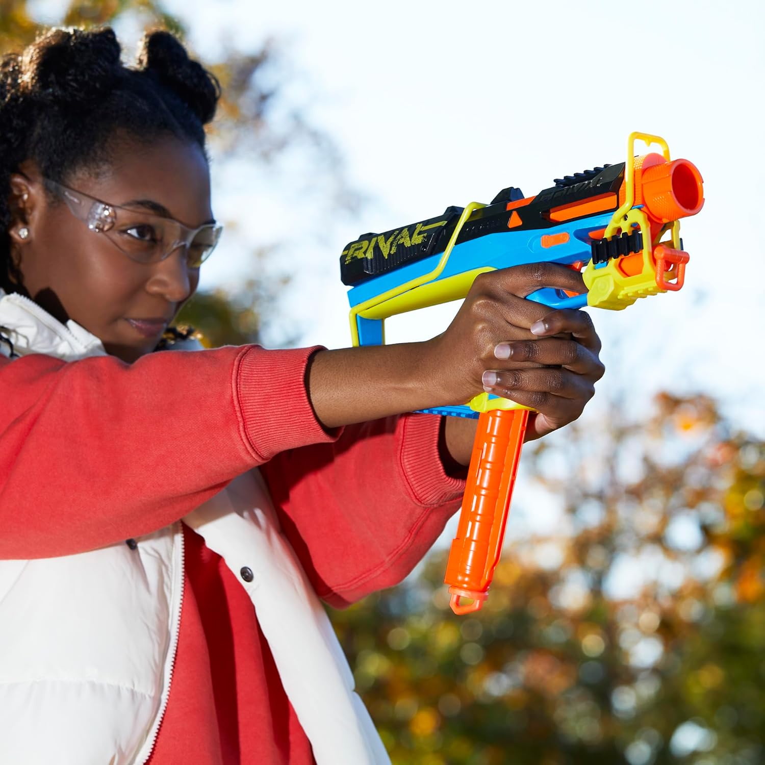 Nerf Rival Mirage XXIV-800 Blaster, 10 Nerf Rival Accu-Rounds, 2 Ways to Load, 8 Round Removable Magazine, Pump Action Priming, Gifts for Kids Ages 14+
