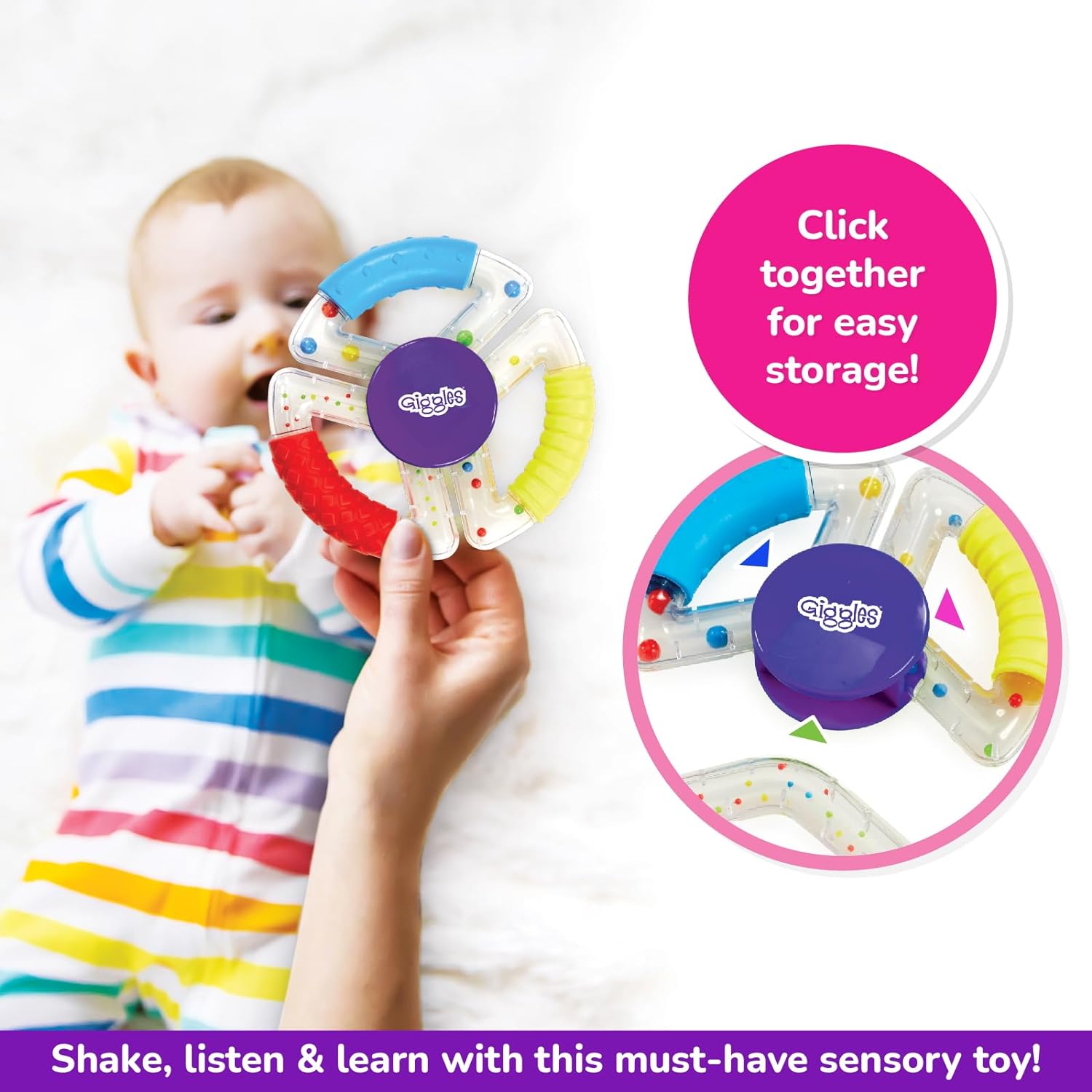 Funskool Giggles Sensory Rattle Perfect for Little Hands, 6 Months+