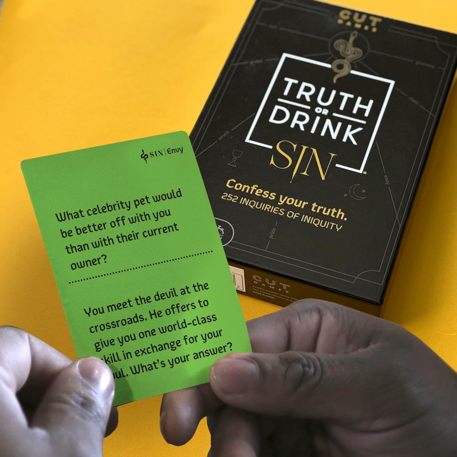 Hasbro Gaming Truth or Drink: Sin Edition Adult Party Game by Cut | 250+ Questions Inspired by 7 Deadly Sins For Ages 21+