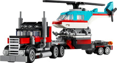 LEGO Creator 3In1 Flatbed Truck with Helicopter Building Kit for Ages 7+
