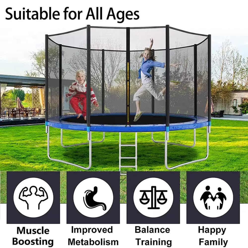 REZNOR 10 Feet Trampoline with Enclosure Safety Net & Jumping Pad for Children Kids & Adults, Multicolor