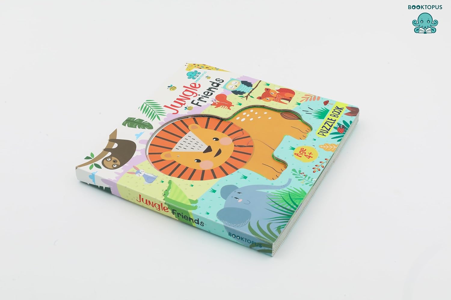 Booktopus Square Puzzle Board Book - Jungle Friends Learning Puzzle with Easy Grip Pieces - Educational Toys for Kids 4+