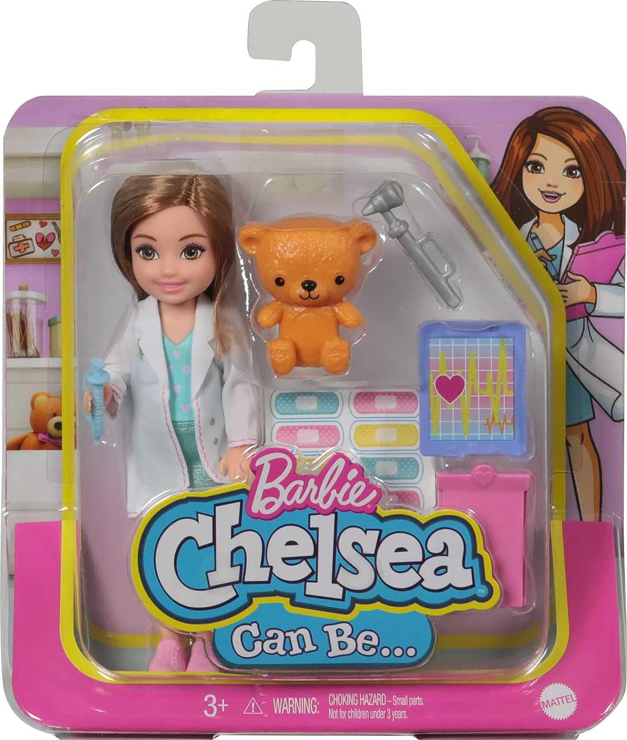 Barbie Chelsea Can Be 6 Inch Brunette Chelsea Doctor Doll Playset for Ages 3 Years Old & Up