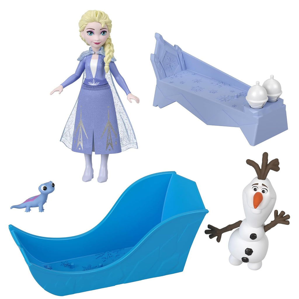Disney Frozen Elsa Small Doll with Olaf &amp; Bruni Character Friends, Furniture and Play Pieces Inspired by Disney Frozen Movie