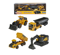 Majorette Volvo Construction Vehicles 4 Car Gift Set For Kids Ages 3+