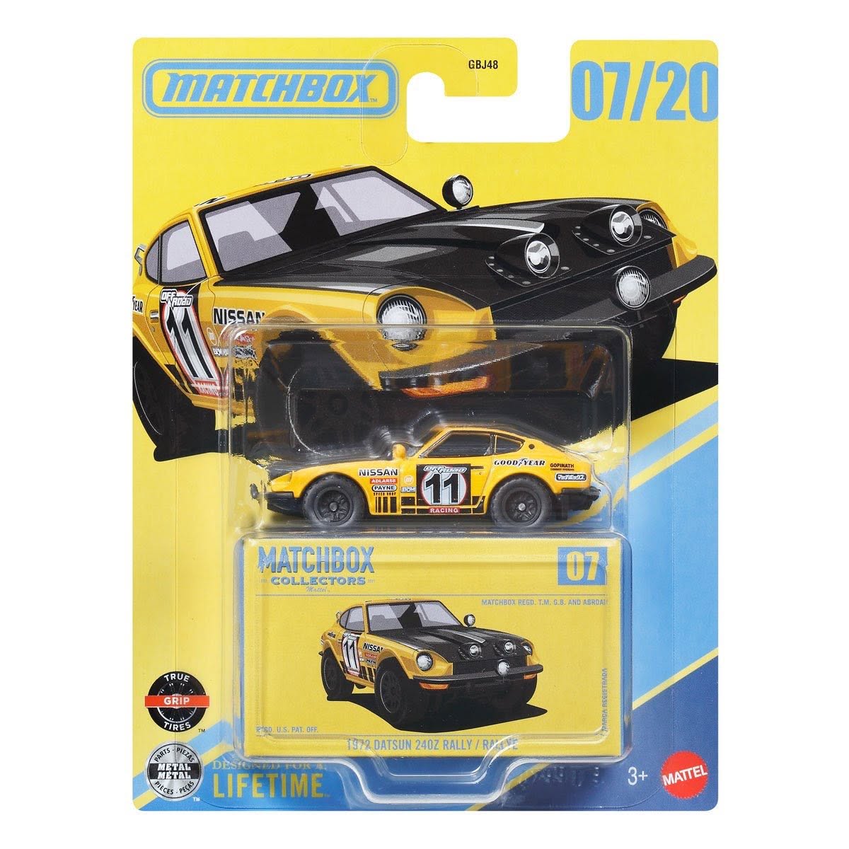 Matchbox Premium 1:64 Scale 1972 Datsun 240Z Rally Die-Cast Toy Car with Collectible Box, Ages 4+