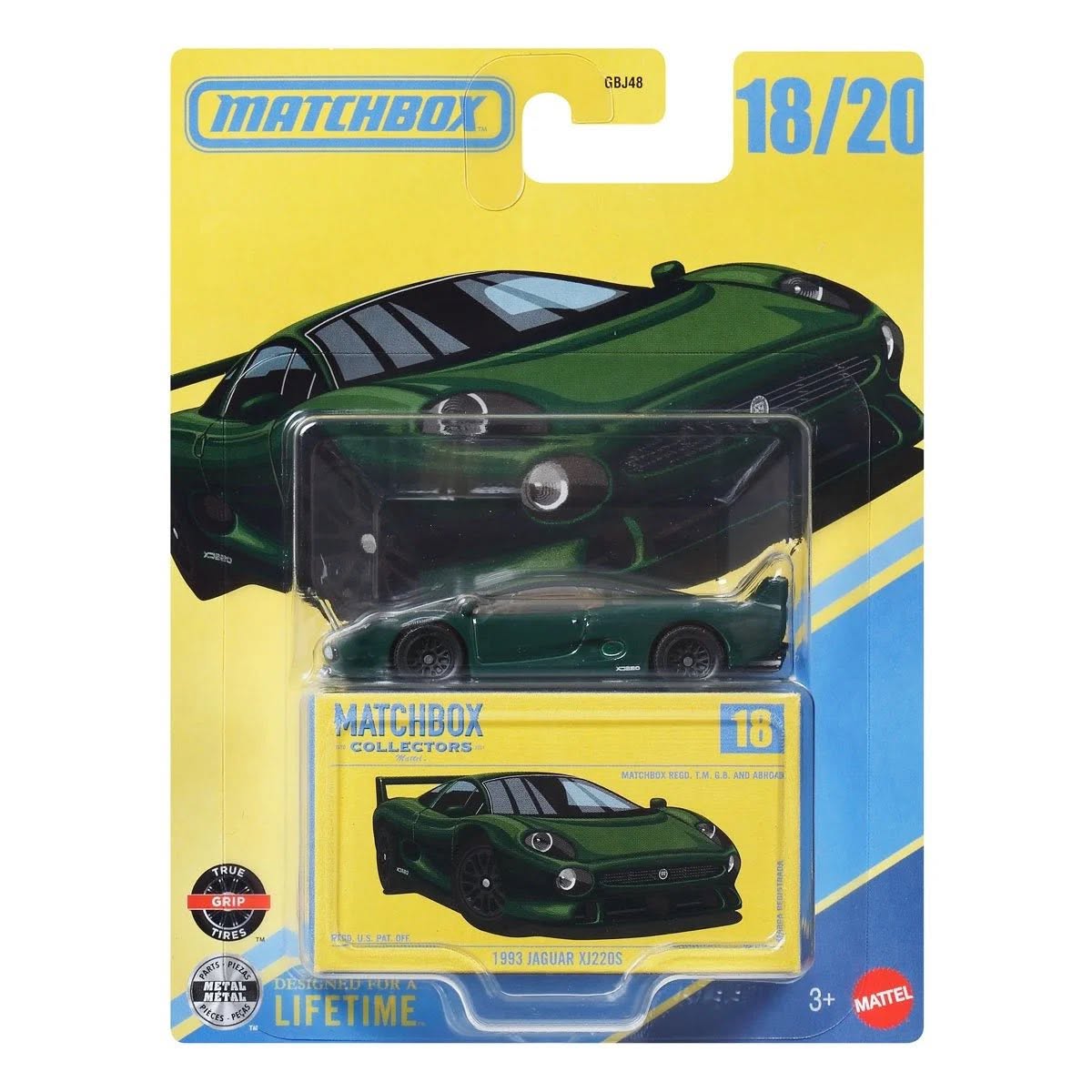Matchbox Premium 1:64 Scale 1993 Jaguar XJ220S Die-Cast Toy Car with Collectible Box, Ages 4+