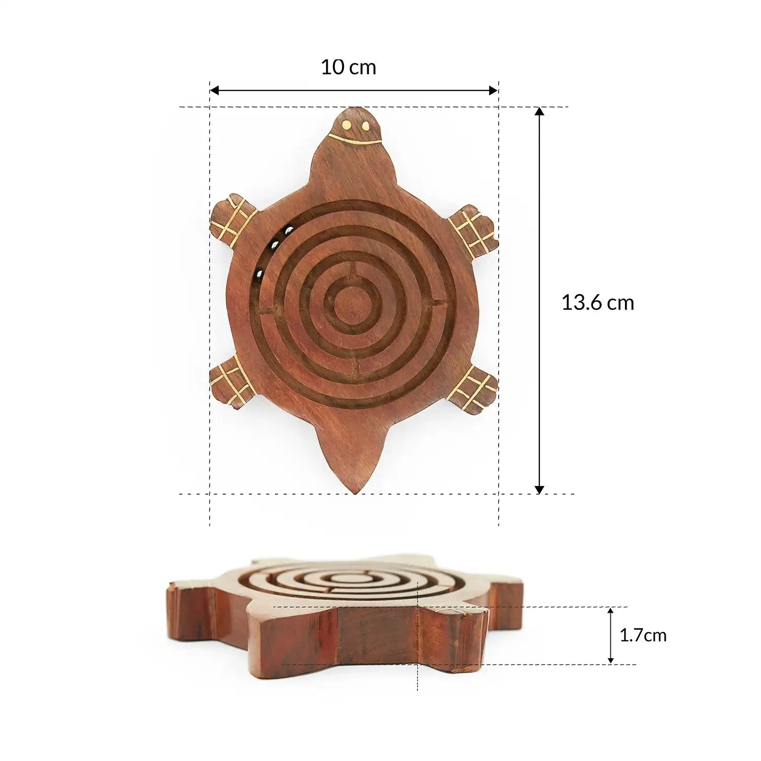 Mittimate Wooden Turtle Maze & Labyrinth Puzzle – Bhool Bhulaiyaa Board Game for Kids | Fun Indoor Brain Teaser & Activity Toy