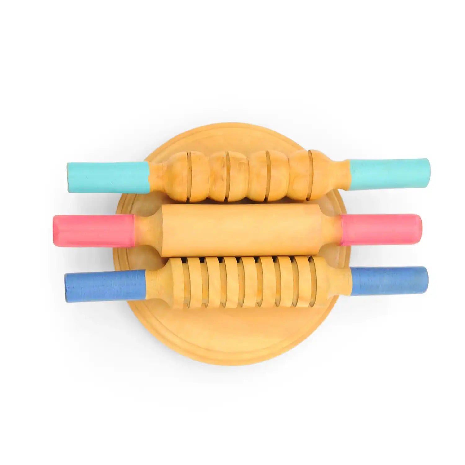 Mittimate Rolling Pins and Board (Chakla Belan) for Kids, Age 2 I Wooden Pretend Play Toys | Perfect Birthday Gift Choice for Children