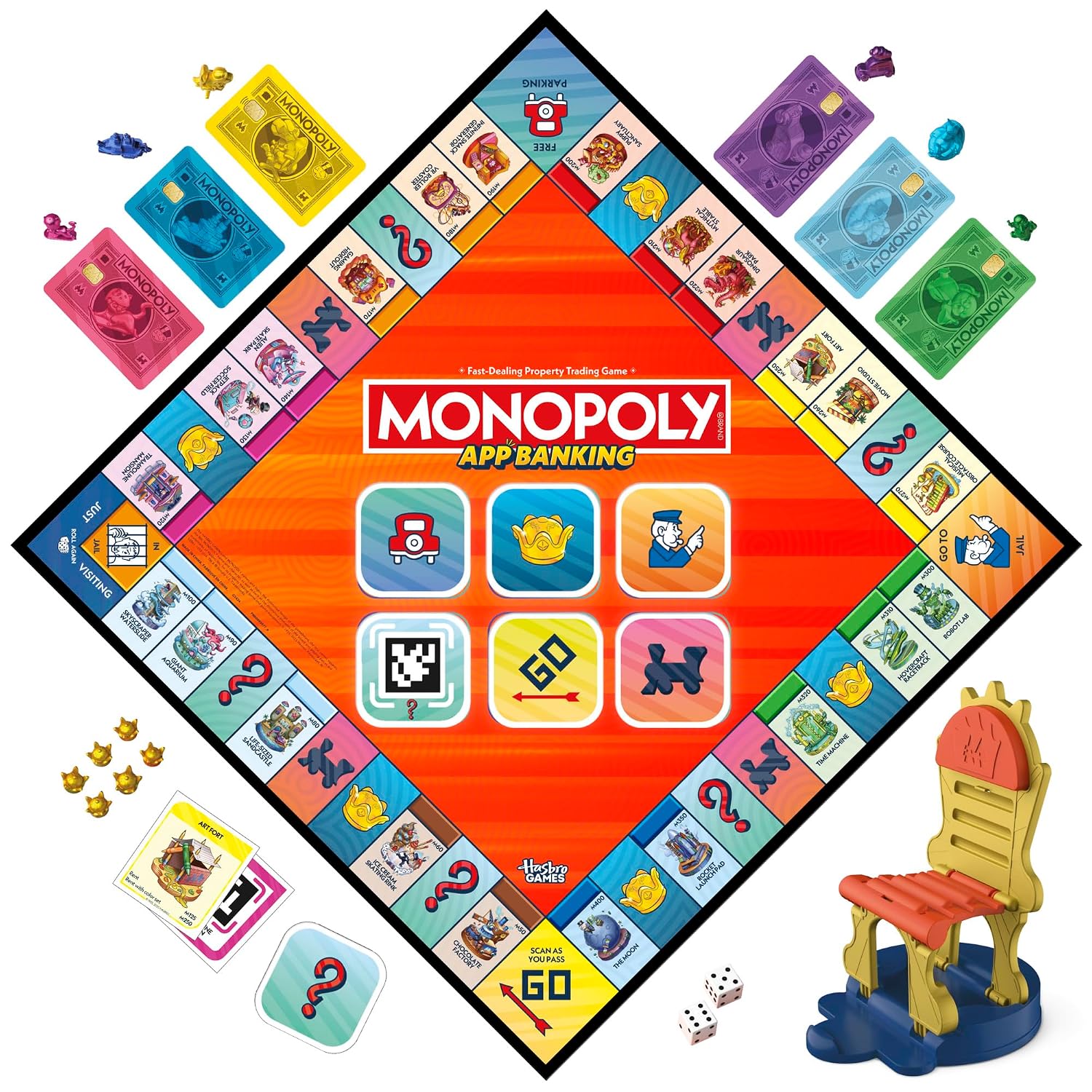 Monopoly App Banking Links to Smart Devices, 2-6 Player Family Board Game for Kids & Adults Ages 8+