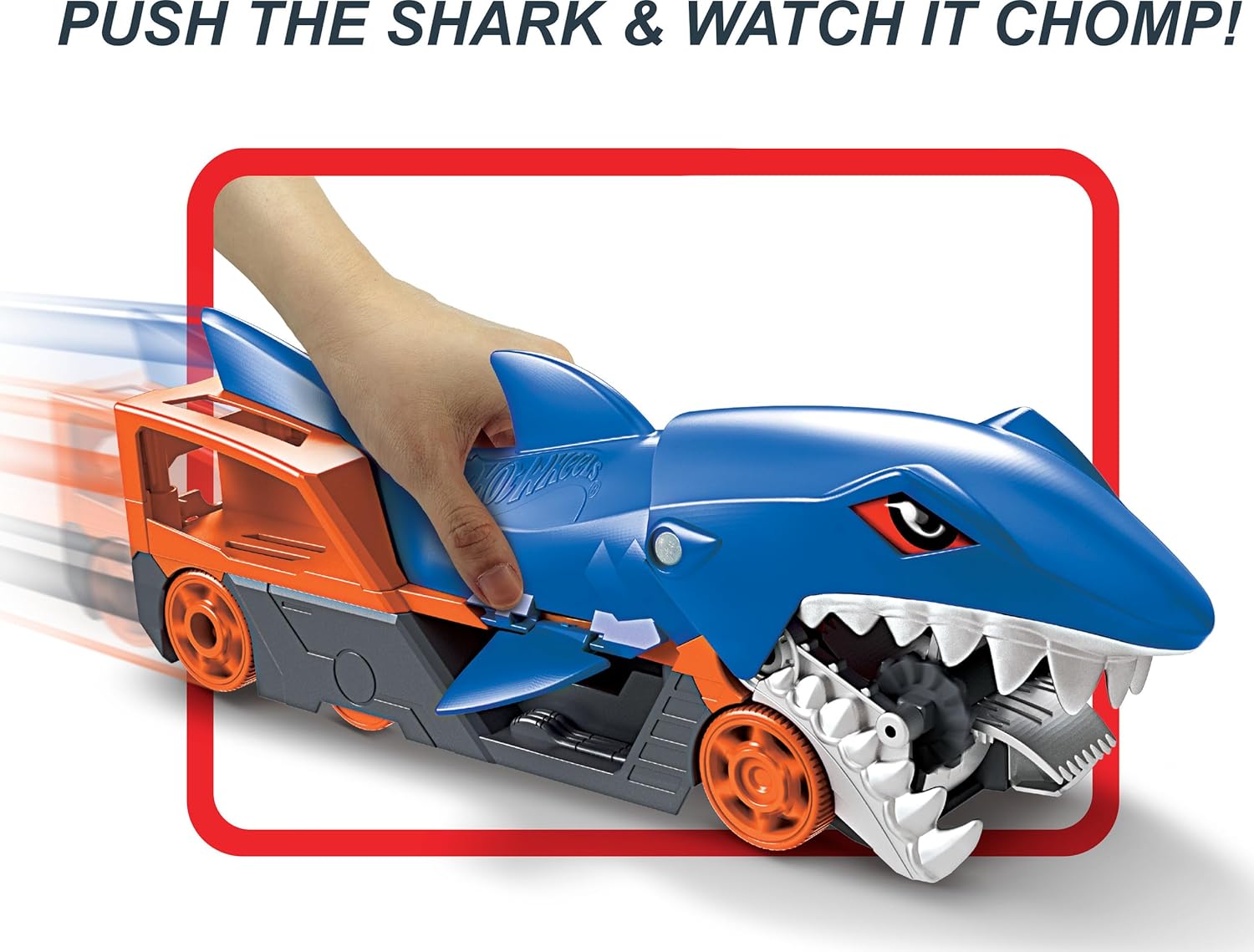 Hot Wheels Shark Chomp Transporter Playset with One 1:64 Scale Car for Kids Ages 4 Years & Up