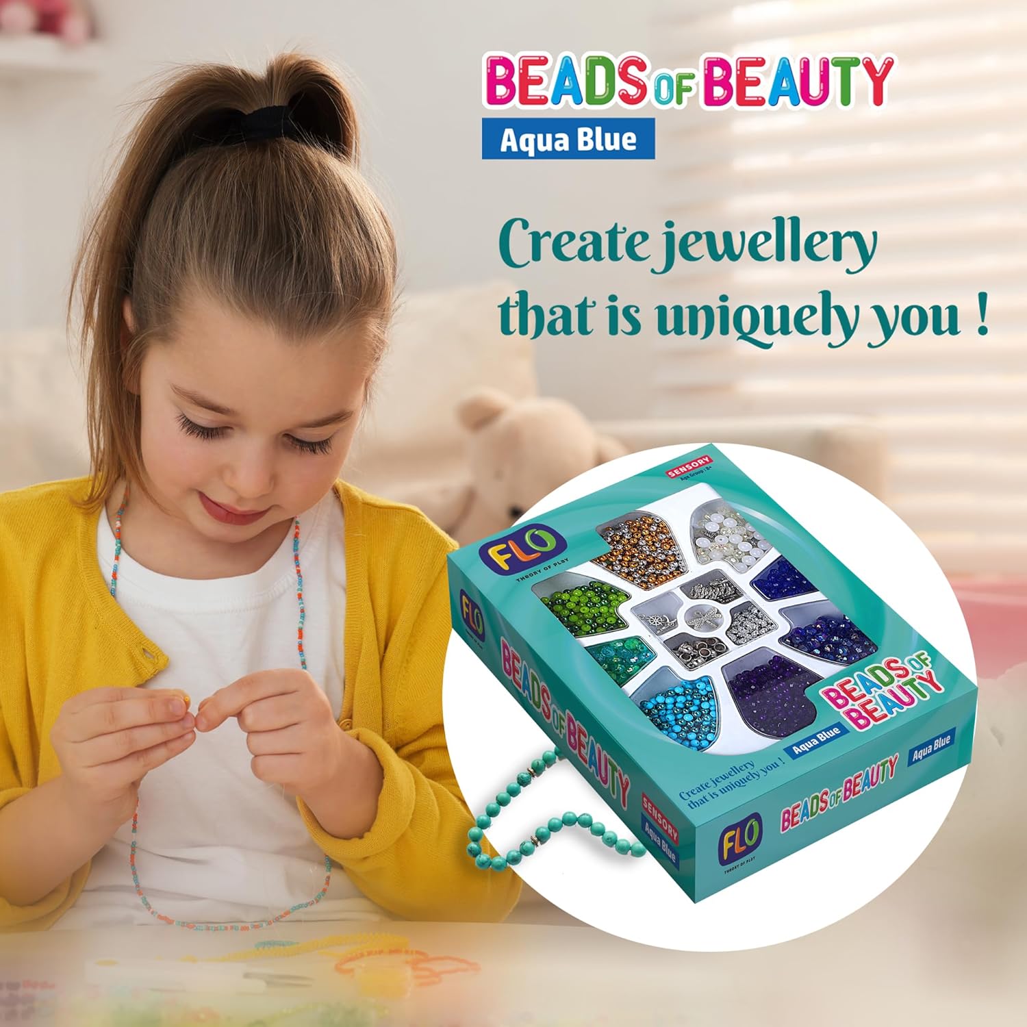 FLO Toys Beads Of Beauty: Scarlet Blue Diy Fashion Kit For Kids Ages 8+
