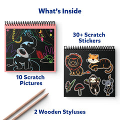 Skillmatics Magical Scratch Art Book - Animals DIY Activity & Stickers Craft Kits for Ages 3 to 8 Years