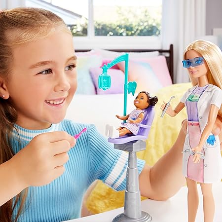 Barbie Dentist Doll With Blonde Fashion Doll, Kid Doll, Medical Doctor Furniture Accessories For Kids Ages 3+