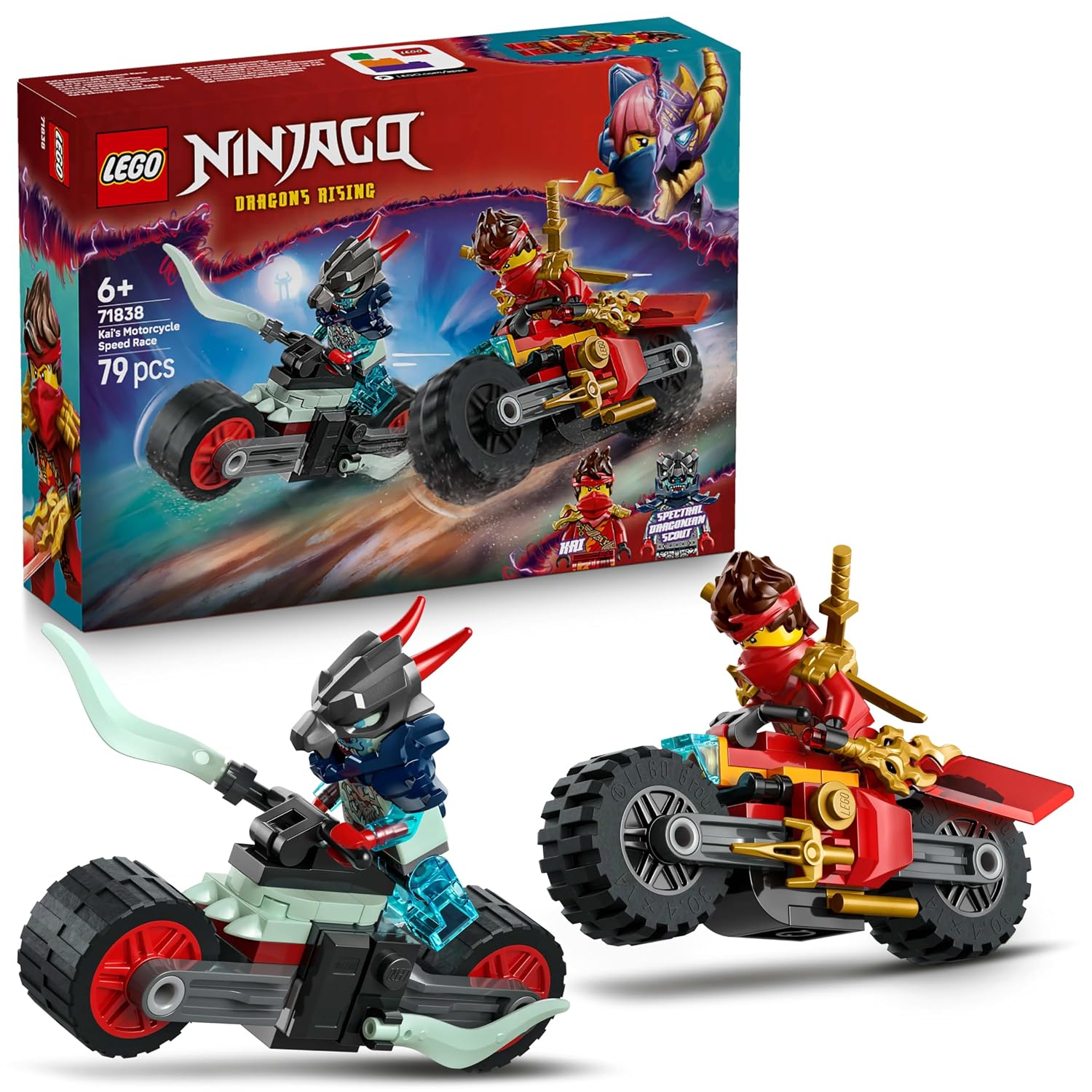 LEGO NINJAGO Kai’s Motorcycle Speed Race Playset Building Kit For Ages 6 Years & Up