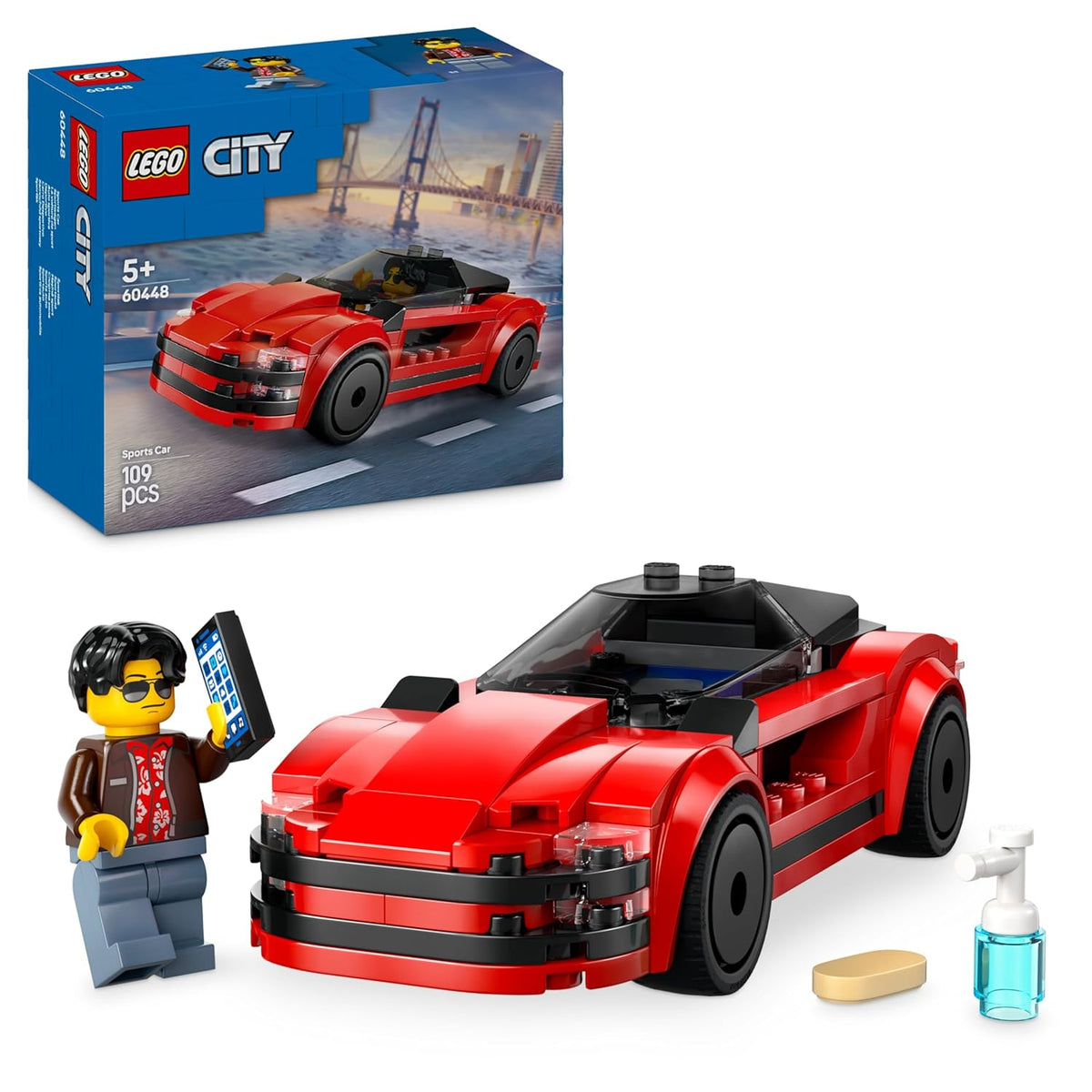 LEGO City Red Sports Car Supercar Toy Vehicle Building Kit For Ages 5+