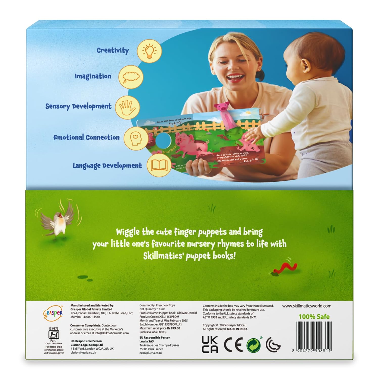 Skillmatics Puppet Book - Old Macdonald Had a Farm Interactive Finger Puppets for Toddlers
