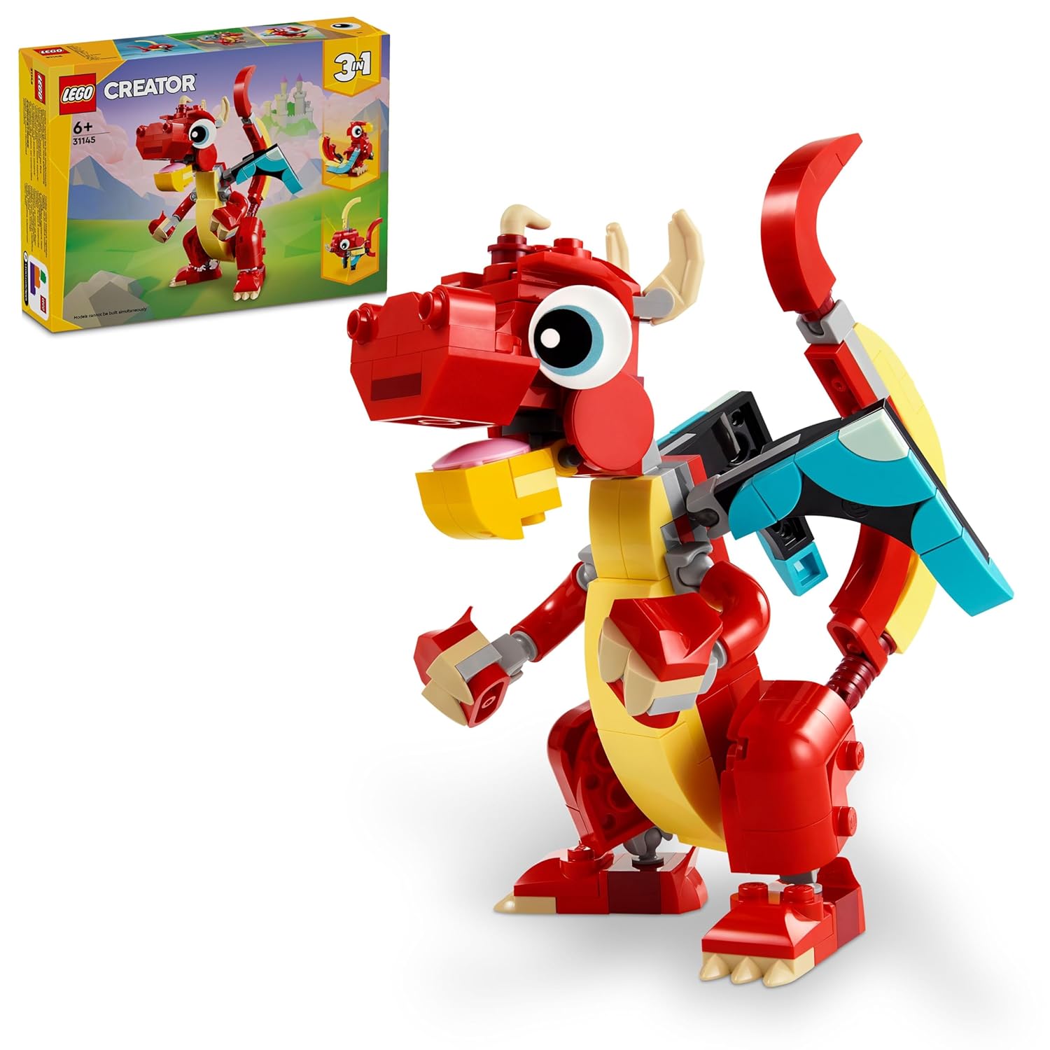 LEGO Creator 3In1 Red Dragon Toy Set Building Kit for Ages 6+