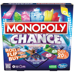 Monopoly Chance Board Game Fast-Paced Family & Party Board Game for Adults and Kids Ages 8+
