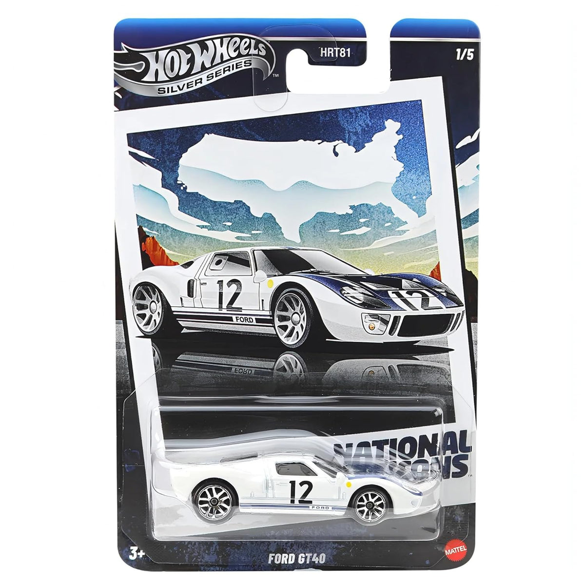 Hot Wheels 2025 Retro Racing Club Silver Celebration Series 1:64 Scale Ford GT-40 with Exclusive Wheels & Collectible Race-Inspired Packaging