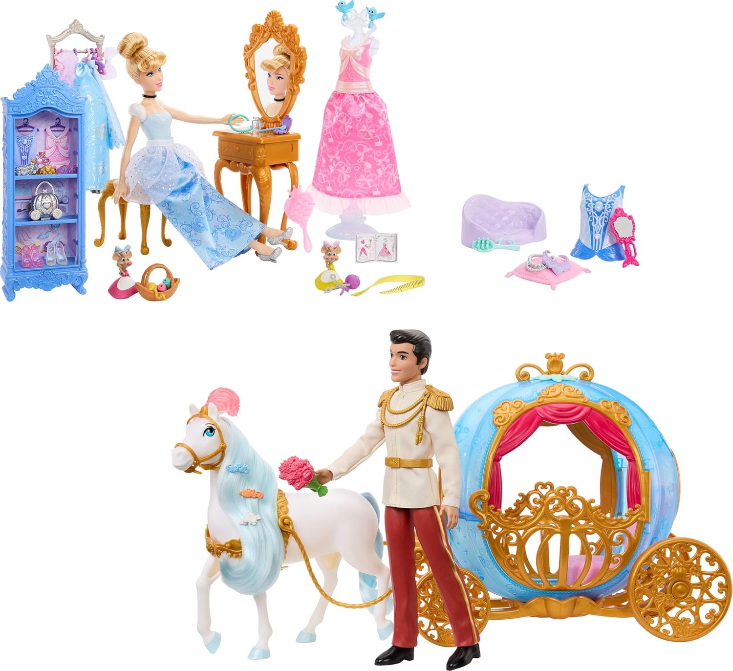 Buy Disney Princess Cinderella Set with Fashion Dolls, Horse
