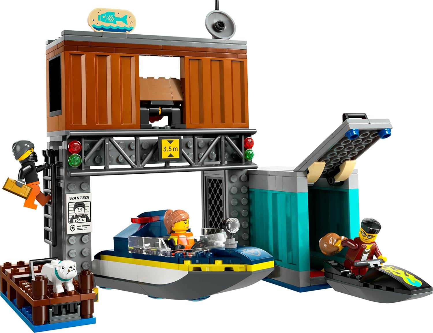 LEGO City Police Speedboat and Crooks’ Hideout Building Kit For Ages 6+